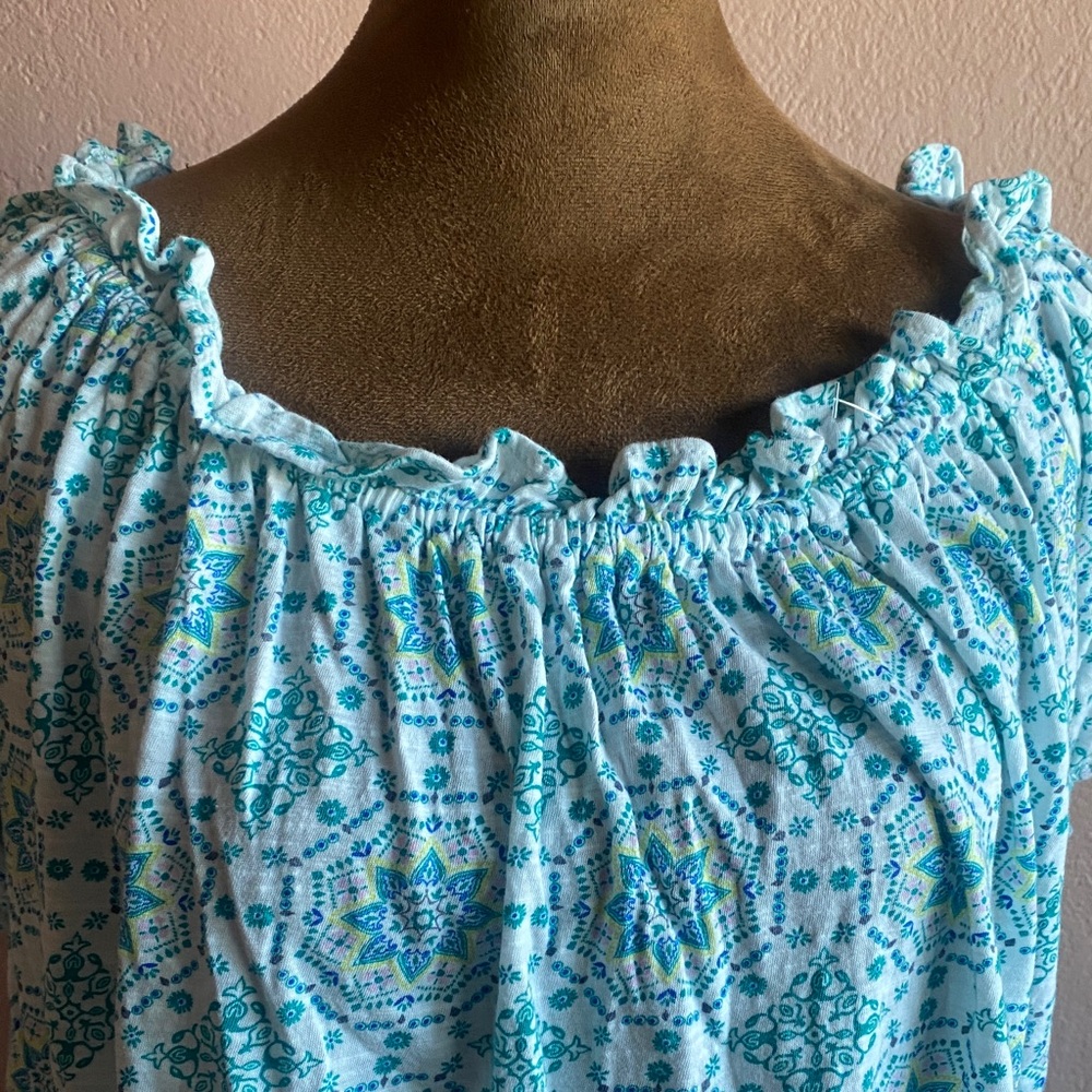 LOFT Light Blue Patterned Blouse - Picture 3 of 9